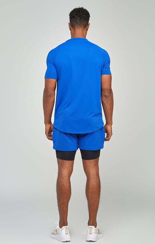 Blue Sports Curved Hem Muscle Fit T-Shirt