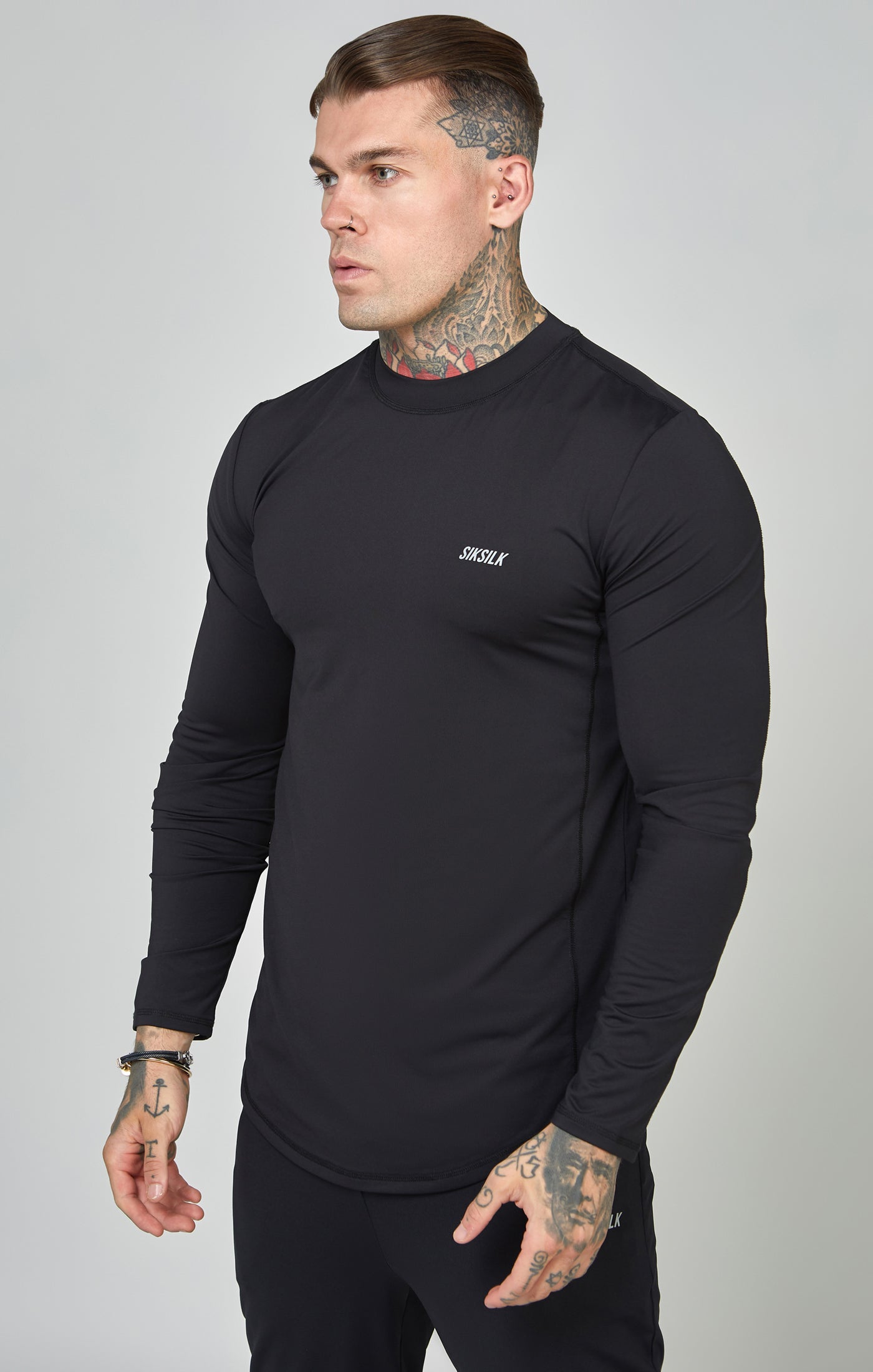 Black Sports Muscle Fit Long Sleeve Top (3)