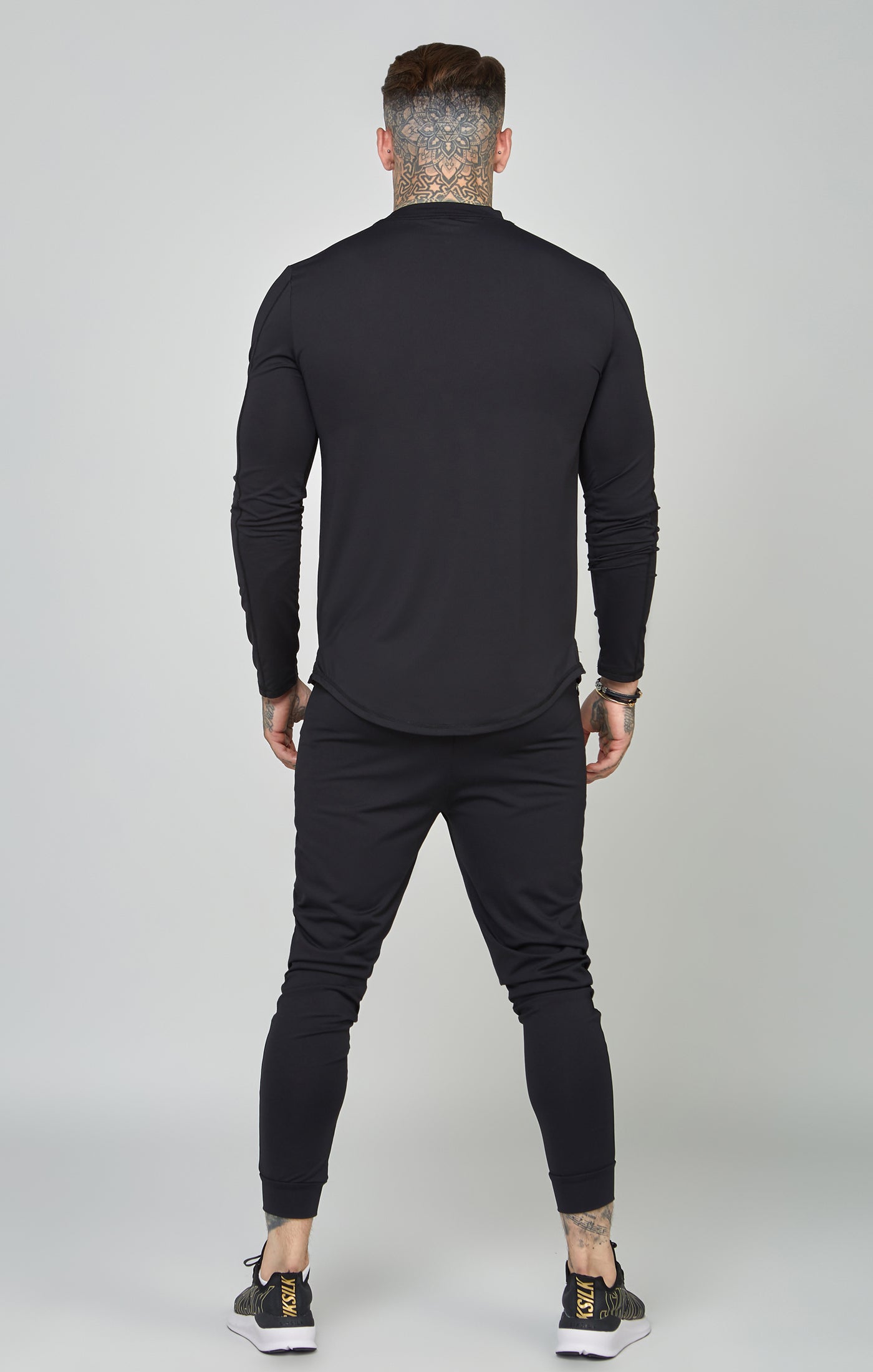 Black Sports Muscle Fit Long Sleeve Top (4)
