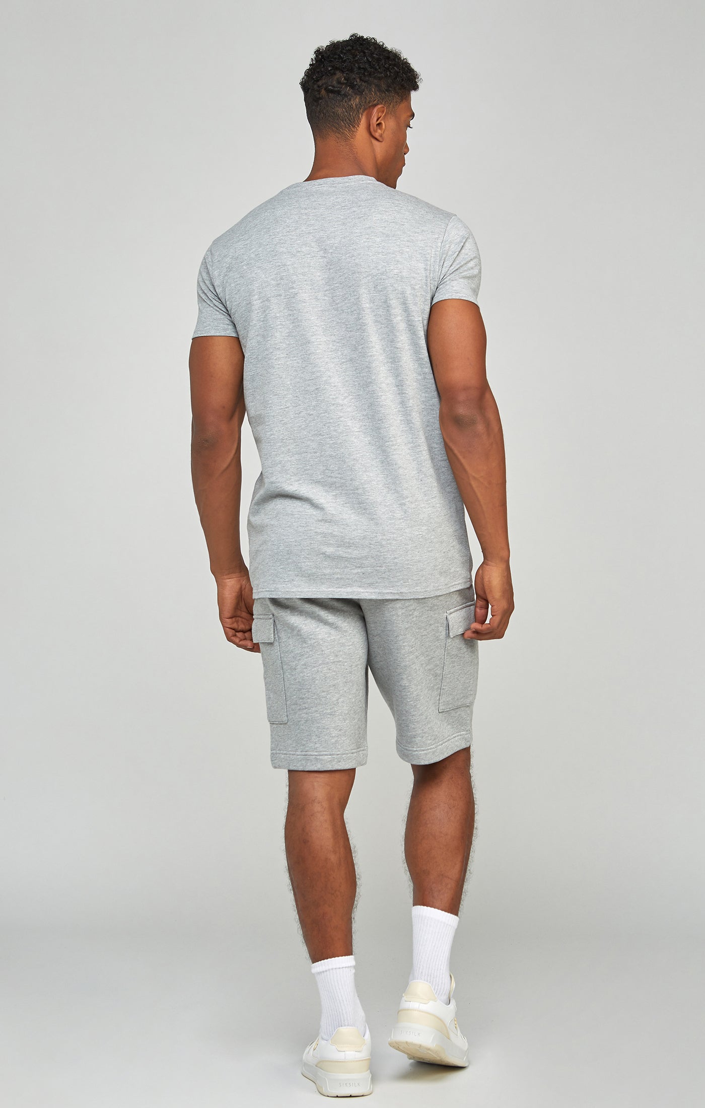 Grey Marl Essential Cargo Fleece Shorts (4)