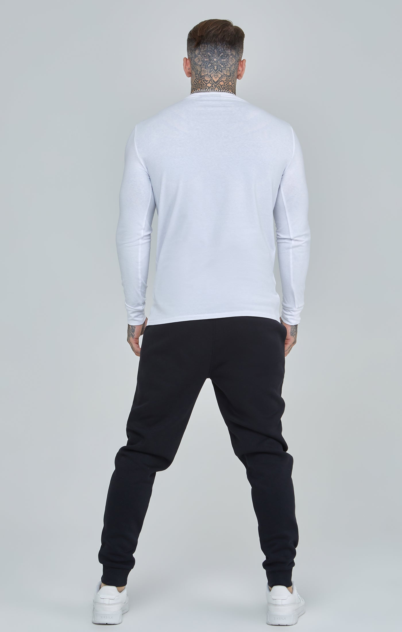 White Essential Long Sleeve Muscle Fit T-Shirt (4)