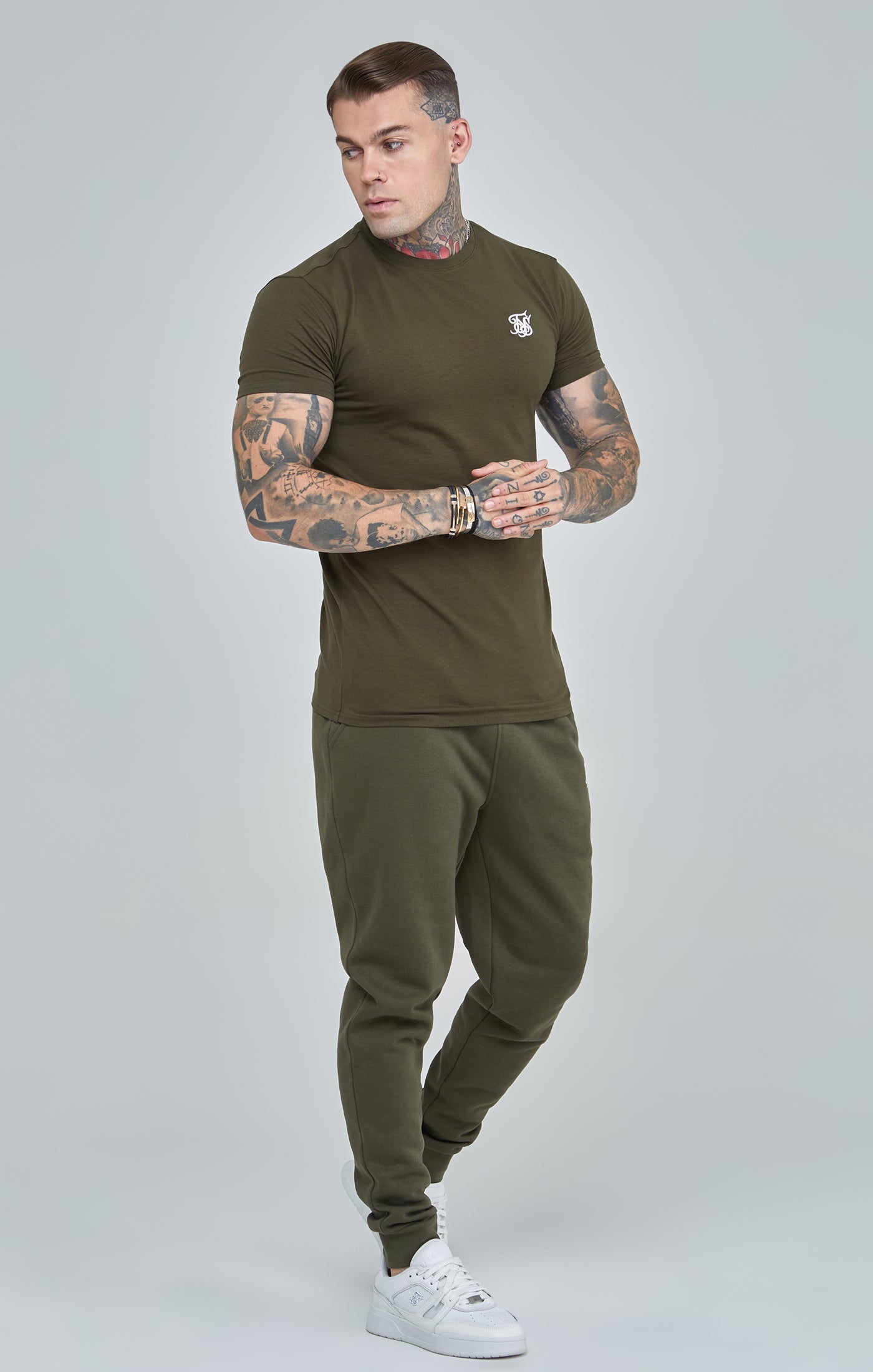 Khaki Essential Short Sleeve Muscle Fit T-Shirt (1)