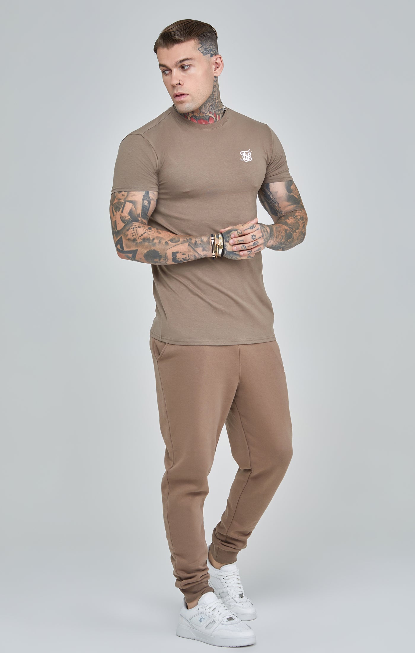Brown Essential Short Sleeve Muscle Fit T-Shirt (3)