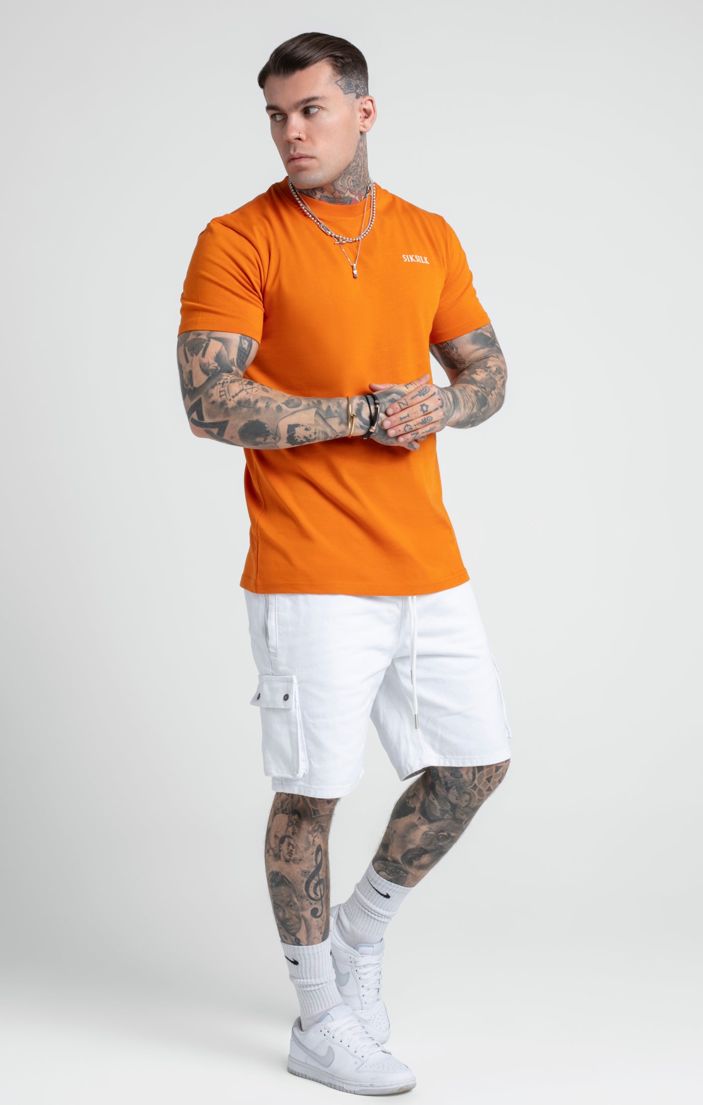 Orange Printed Logo Relaxed Fit T-Shirt (1)