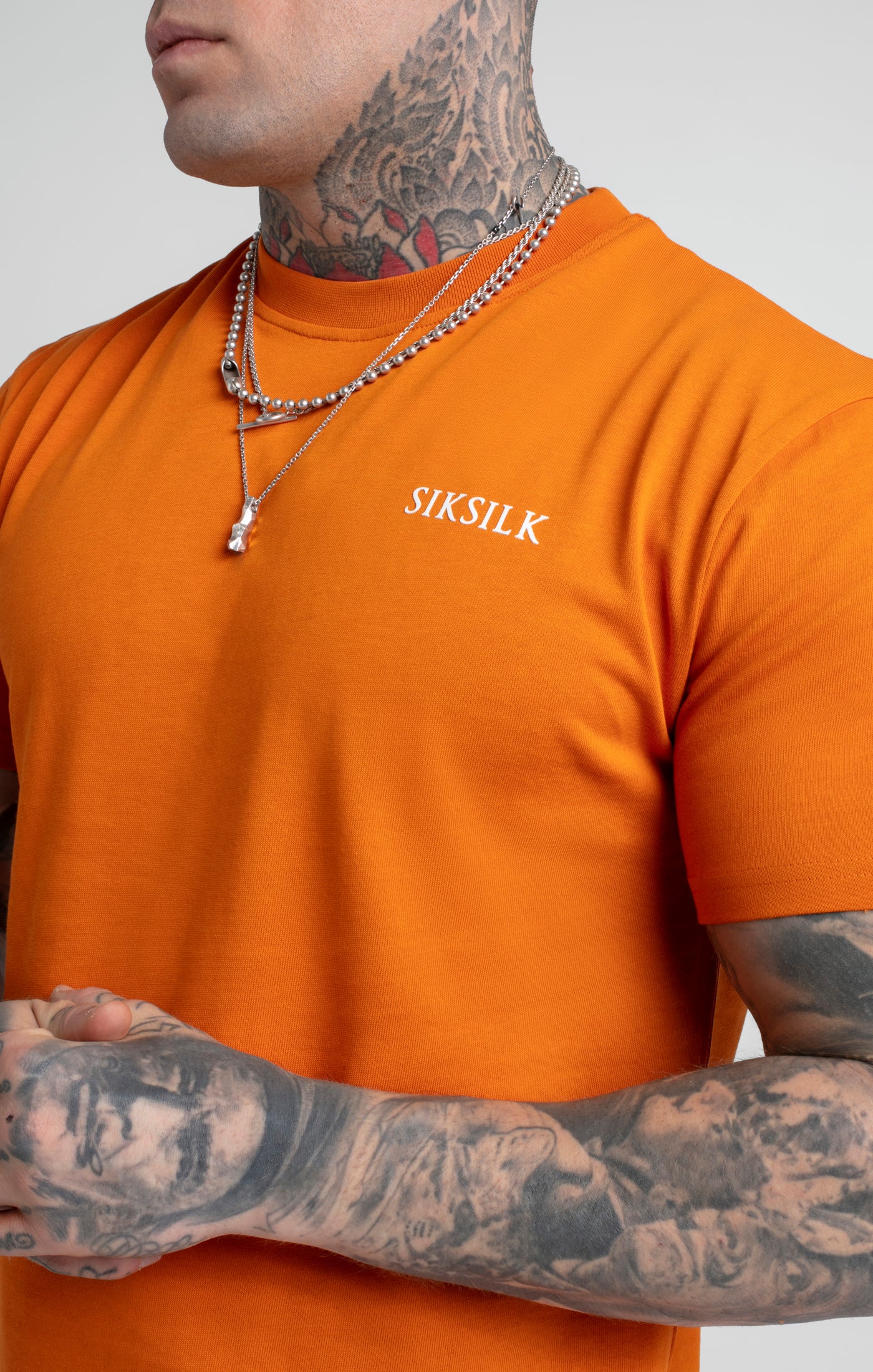 Orange Printed Logo Relaxed Fit T-Shirt (2)