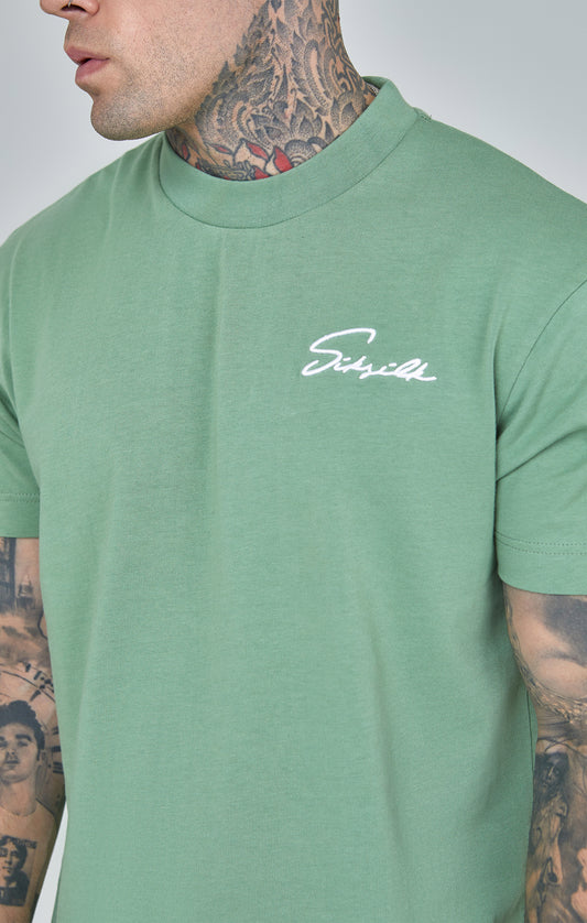 Green Script Print Oversized T-Shirt