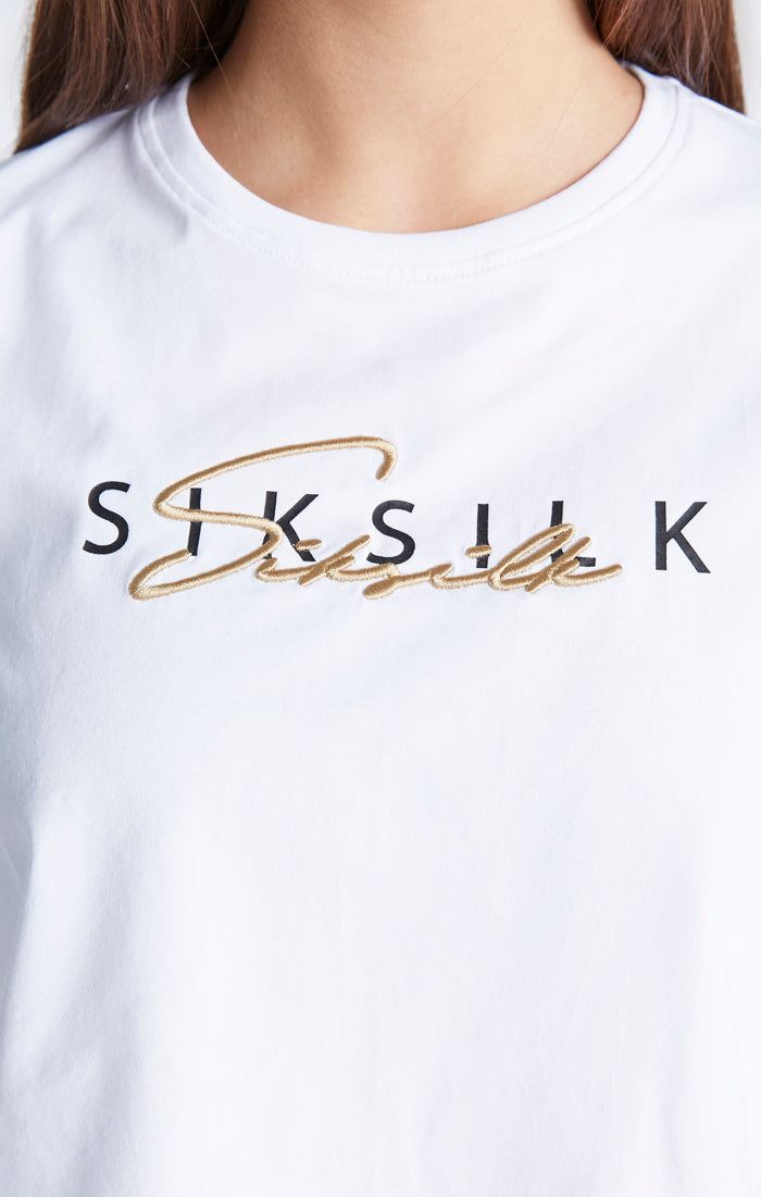 SikSilk Kurzes T-Shirt ‚Signature‘ – Weiß (2)