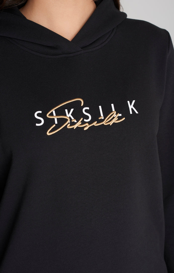 SikSilk Hoodie-Kleid ‚Signature‘ zum Überstreifen – Schwarz (2)