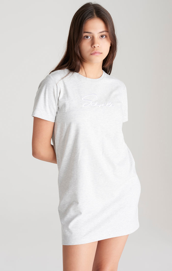 SikSilk Signature T-Shirt-Kleid - Schneeweiß meliert (2)