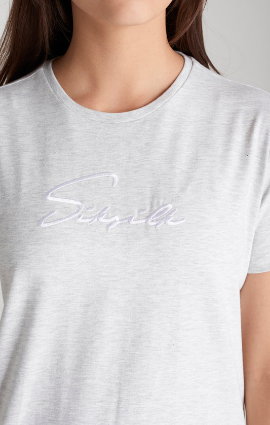 SikSilk Signature T-Shirt-Kleid - Schneeweiß meliert