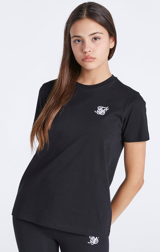 Mädchen Schwarze Essentials Freund T-Shirt