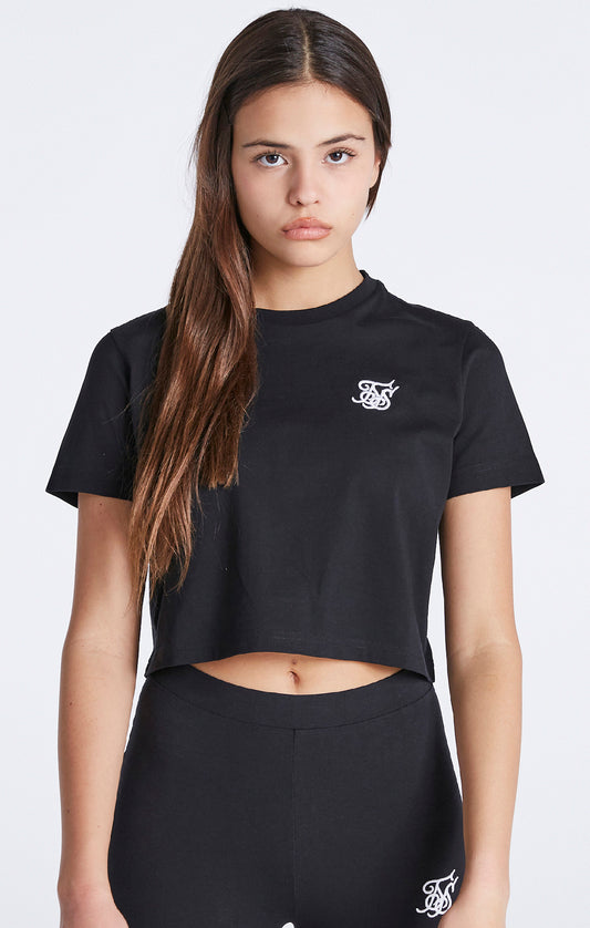 Kurz Geschnittenes T-Shirt mit Schwarzen Essentials für Mädchen
