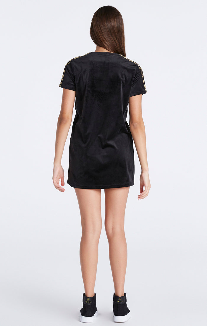 Girls Black Velour Taped T-Shirt Dress (7)