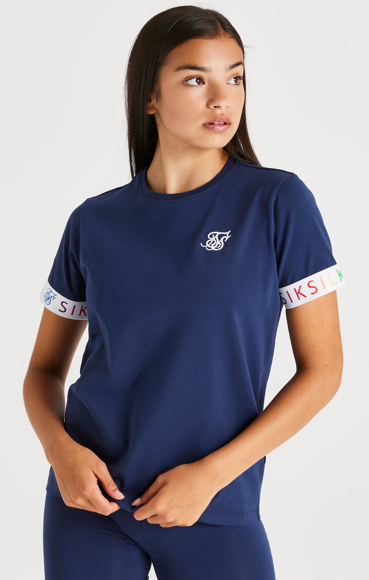 SikSilk Rainbow Boyfriend-T-Shirt – Marineblau (5)