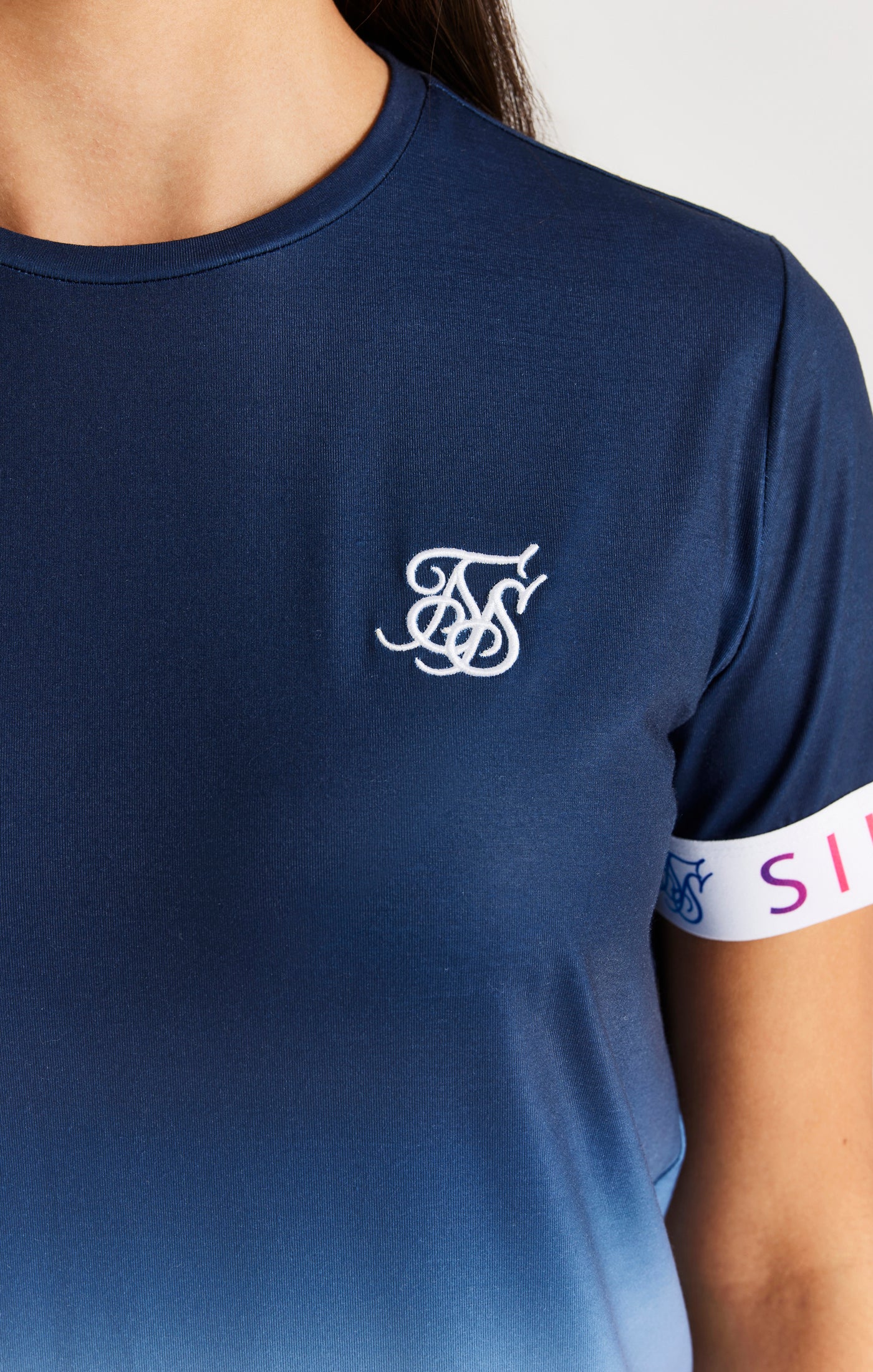 SikSilk Rainbow Fade T-Shirt Kleid - Marineblau &amp; Weiß (1)