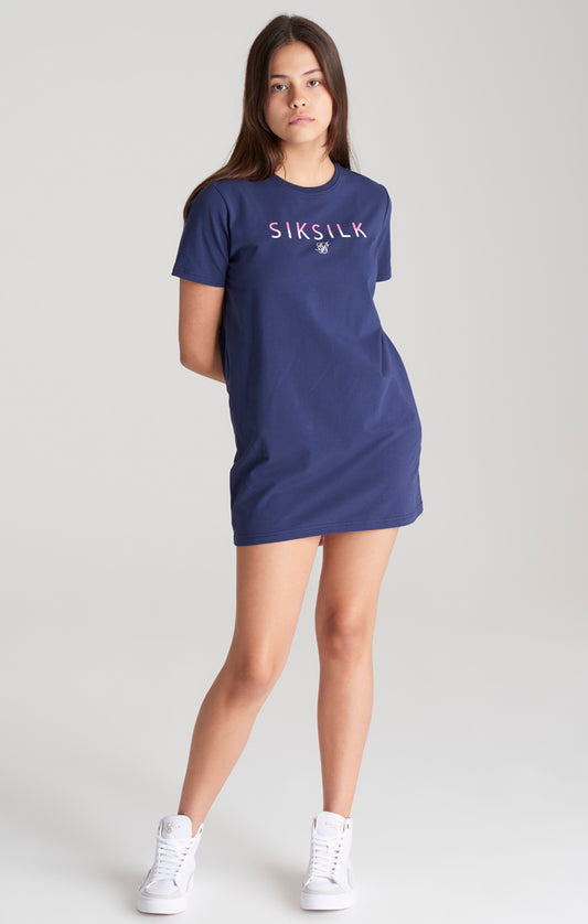 SikSilk T-Shirt-Kleid mit Fade-out Logo - Marineblau