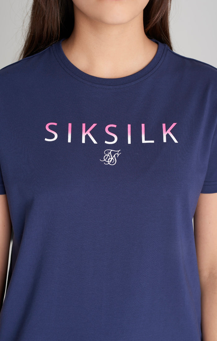 SikSilk T-Shirt-Kleid mit Fade-out Logo - Marineblau (3)