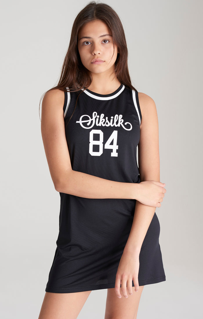 SikSilk Kleid aus Mesh im Basketball-Stil - Schwarz (1)