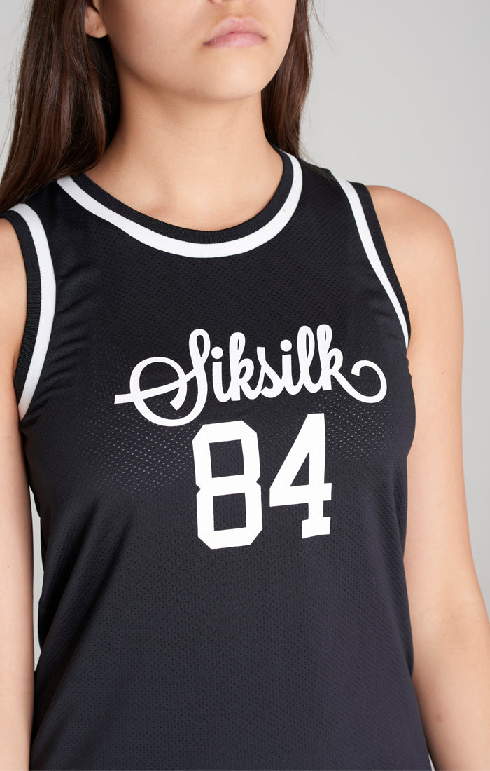 SikSilk Kleid aus Mesh im Basketball-Stil - Schwarz (5)