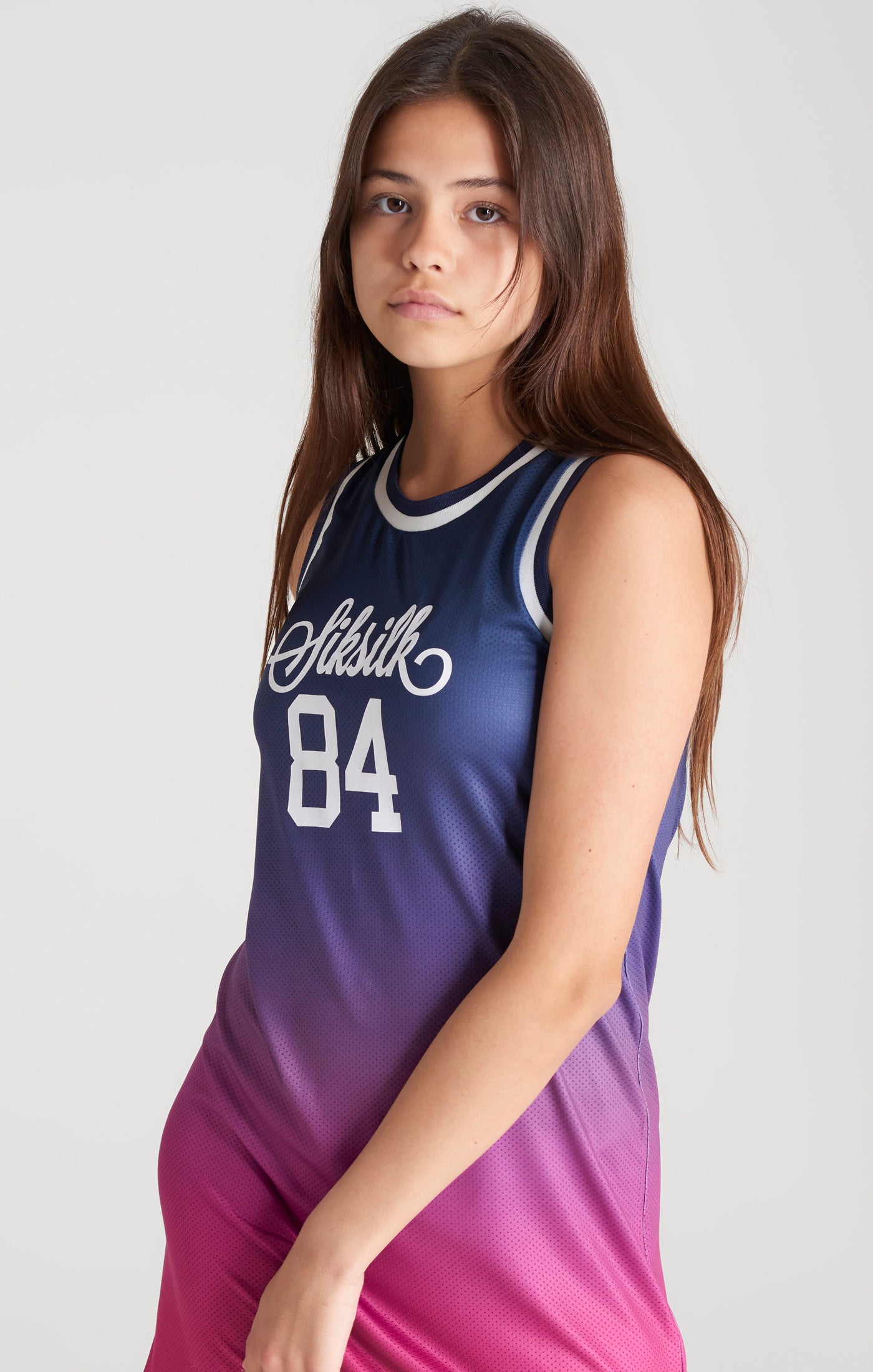 SikSilk Kleid aus Mesh im Basketball-Stil - Marineblau &amp; Rosa (2)