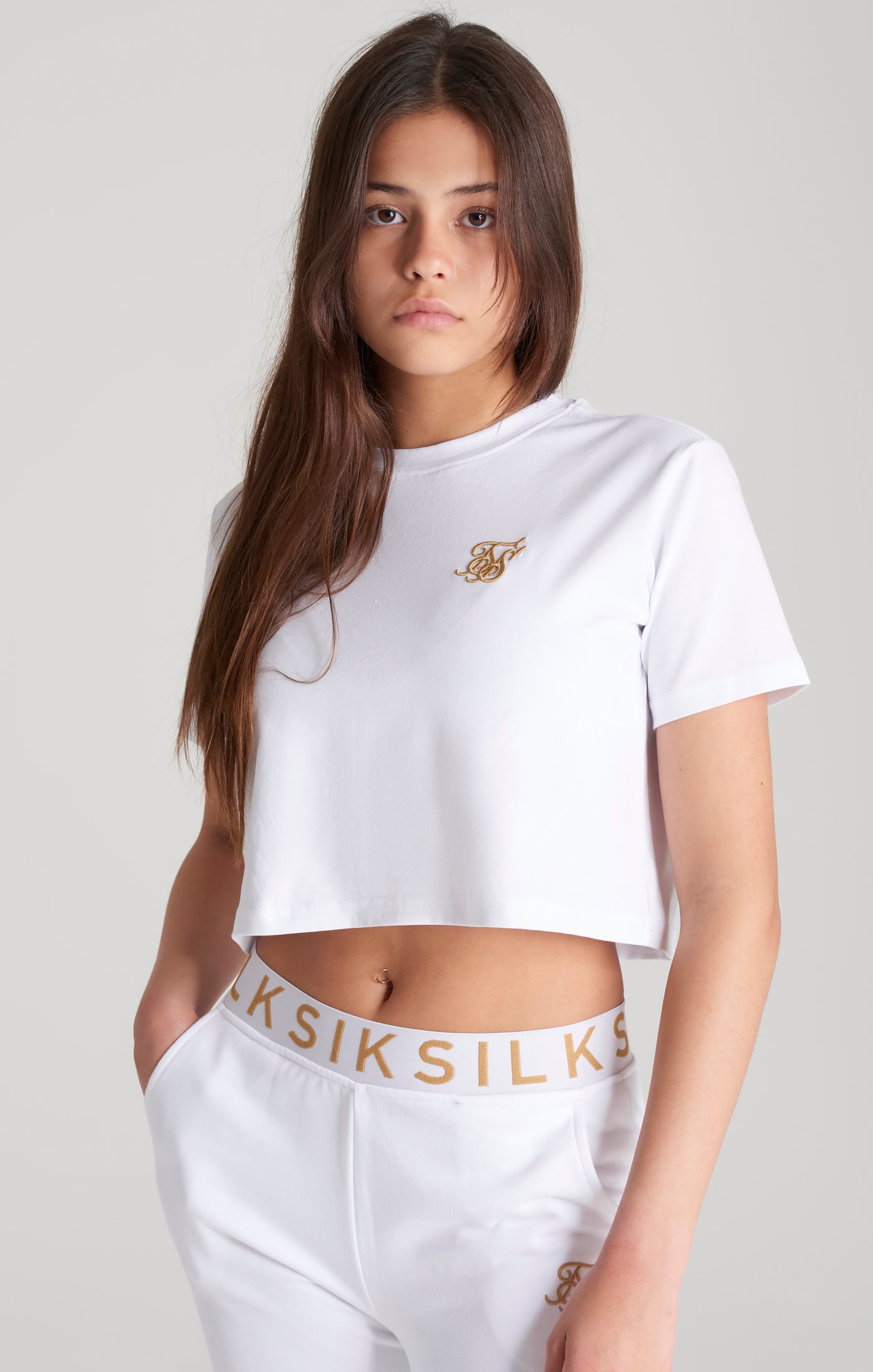 SikSilk Basic Cropped-T-Shirt - Weiß