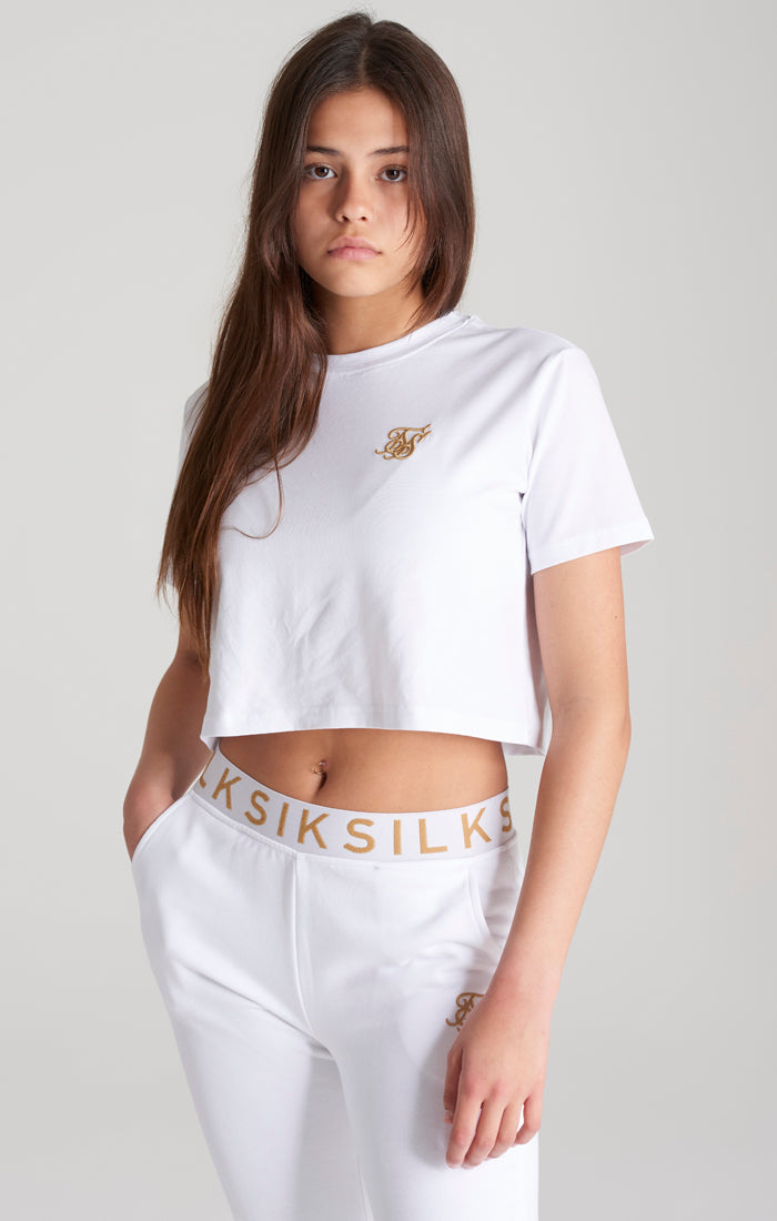 SikSilk Basic Cropped-T-Shirt - Weiß (1)