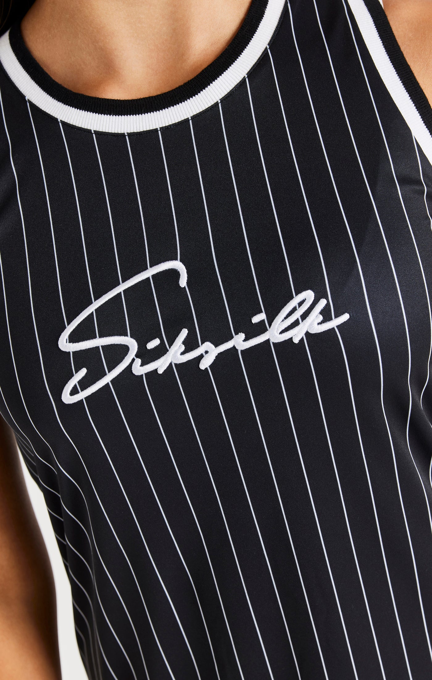 SikSilk Baseball Stripe Dress - Black (1)
