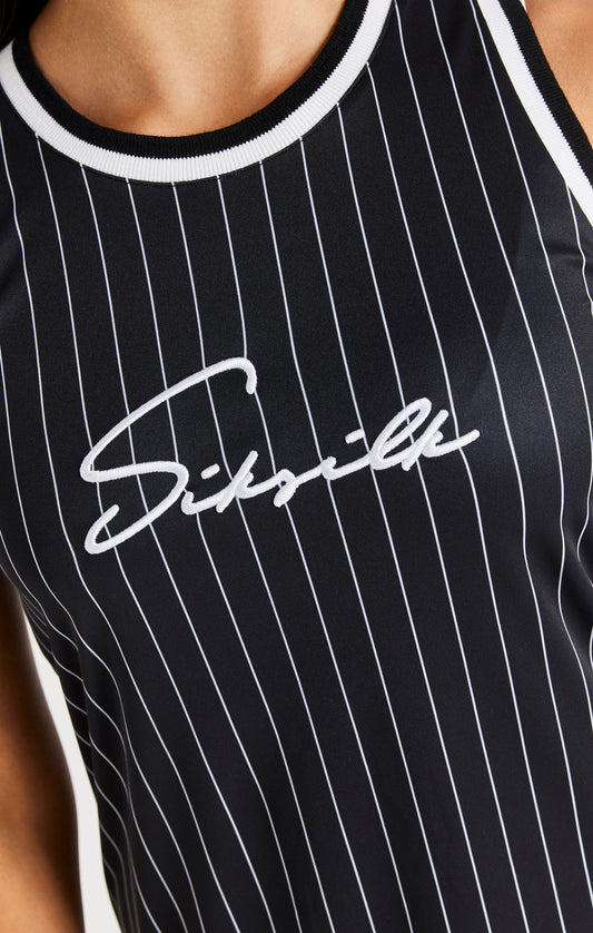 SikSilk Baseball Stripe Dress - Black