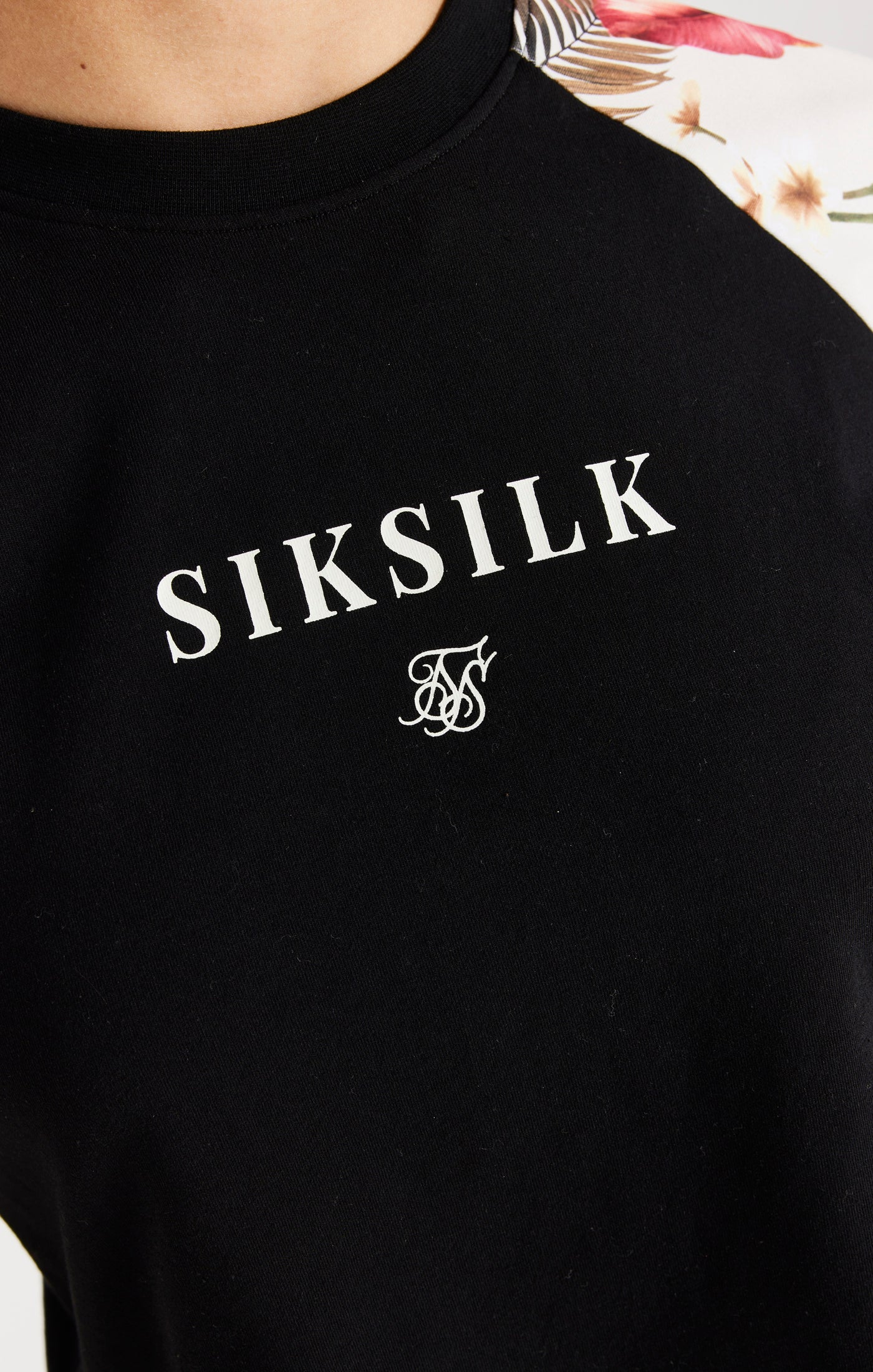SikSilk Retro Tropics Crop Tee - Black (1)