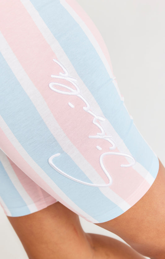 SikSilk Signature Stripe Cycle Shorts - Blue & Pink