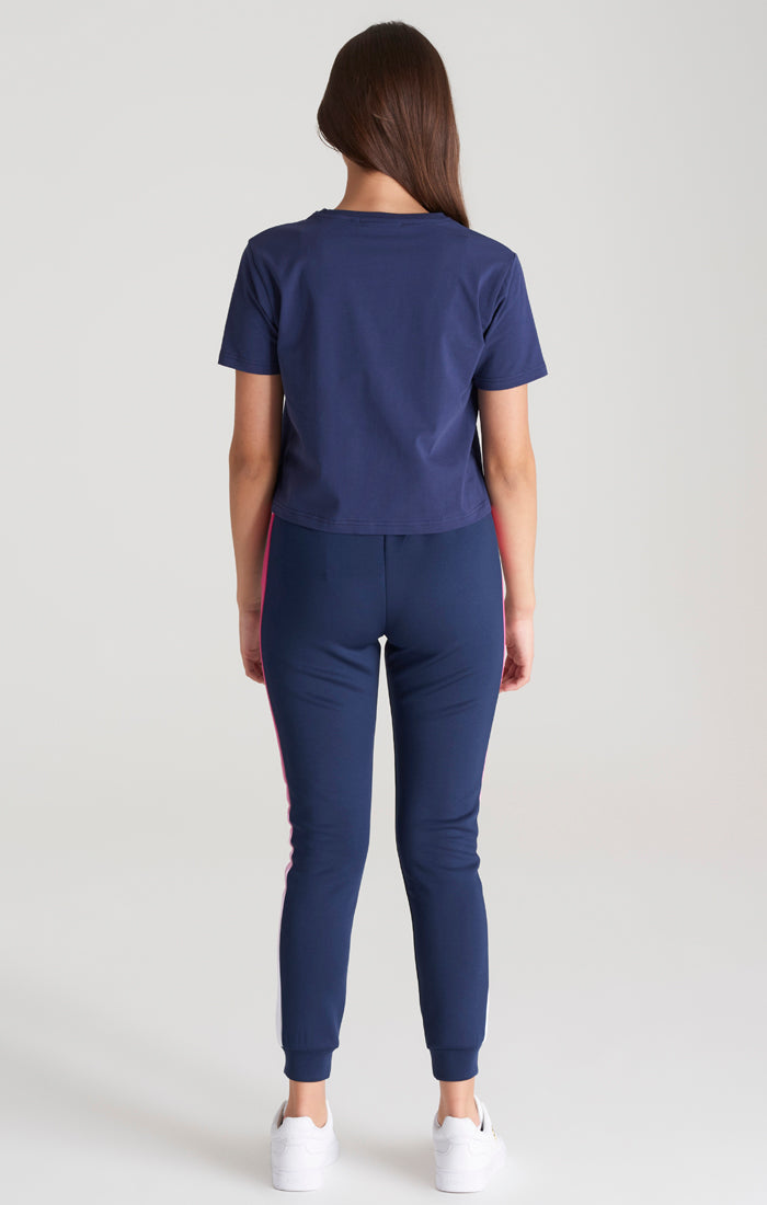 SikSilk Cropped-T-Shirt mit Fade-out Logo - Marineblau (5)