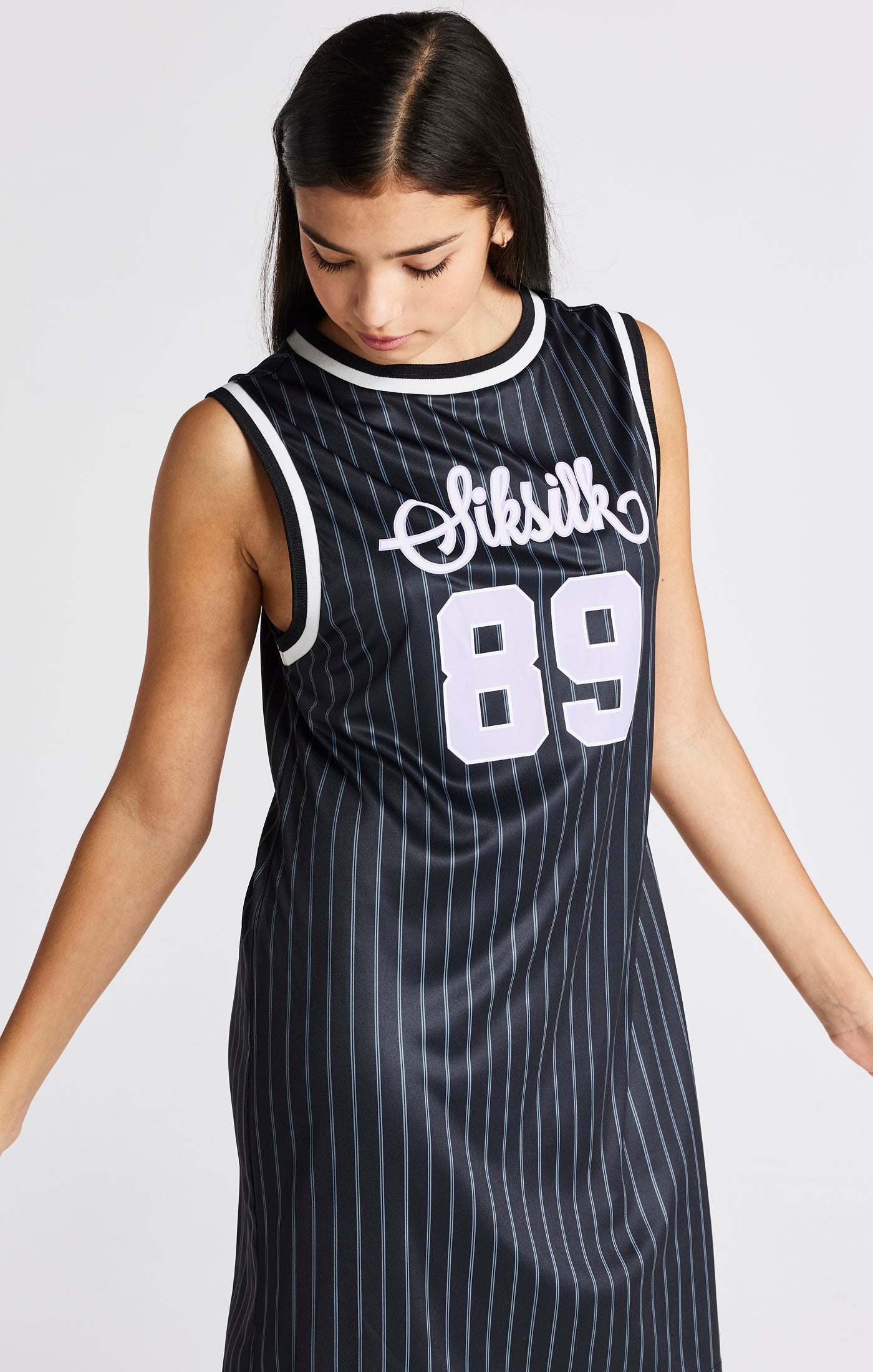 Girls Black Pinstripe Basketball Dress (6)