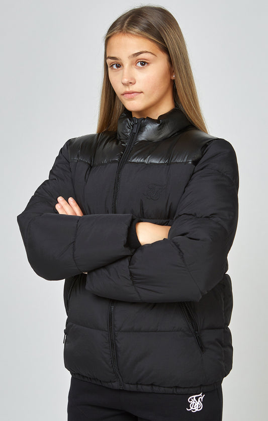 Schwarze Bubble Jacke mit Reißverschluss für Mädchen