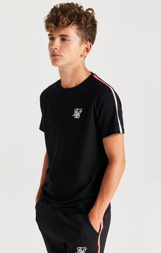 SikSilk T-Shirt mit Bereich mit Fade-out und Raglanärmeln – Schwarz