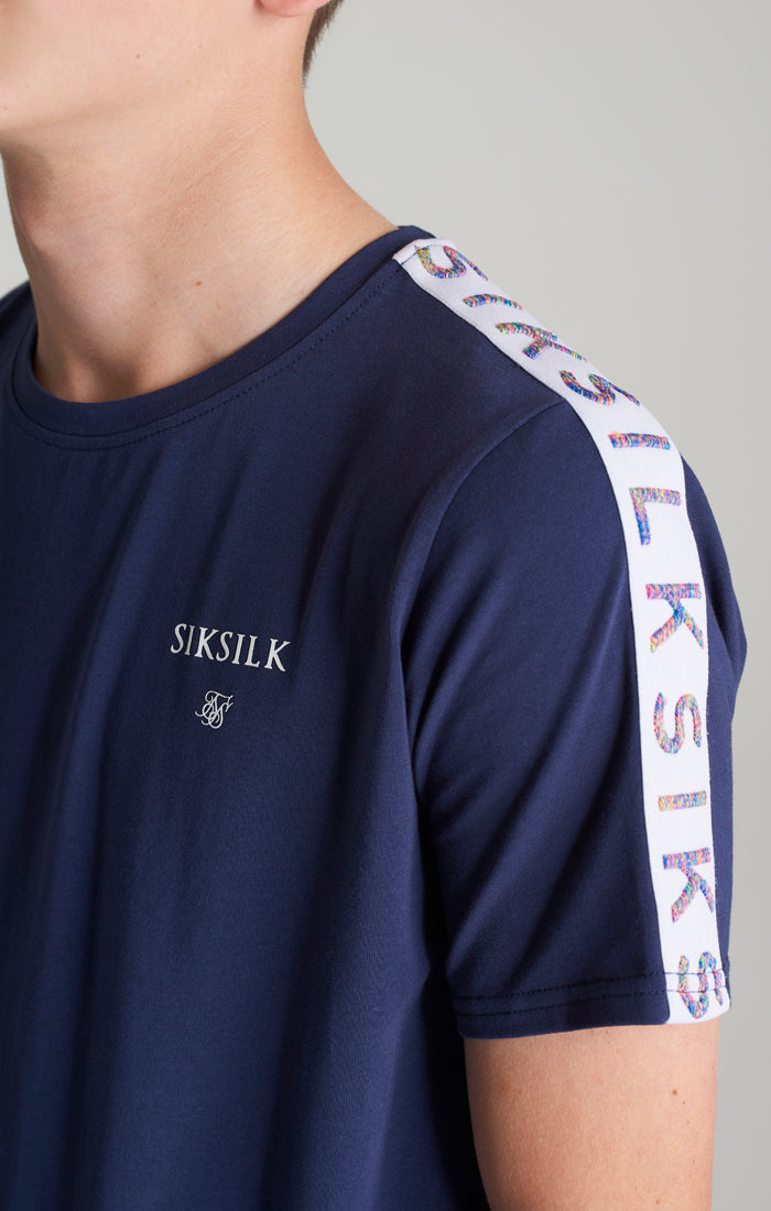 SikSilk T-Shirt ‚Medley‘ mit Streifen – Marineblau (4)