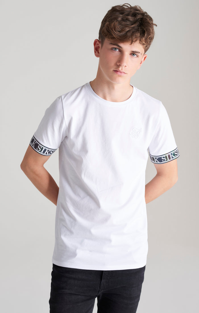 Boys White Iridescent Taped T-Shirt