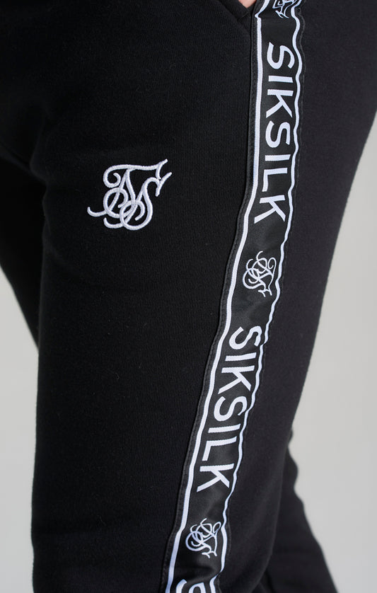 SikSilk Trainingsanzug aus Fleece mit Streifen – Schwarz