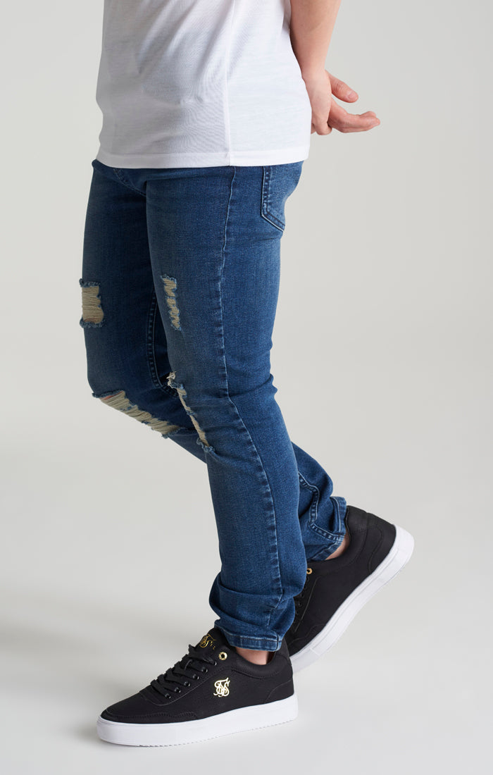 Schwarze schmale Denim-Jeans mit Distressed-Effekt für Jungen (2)