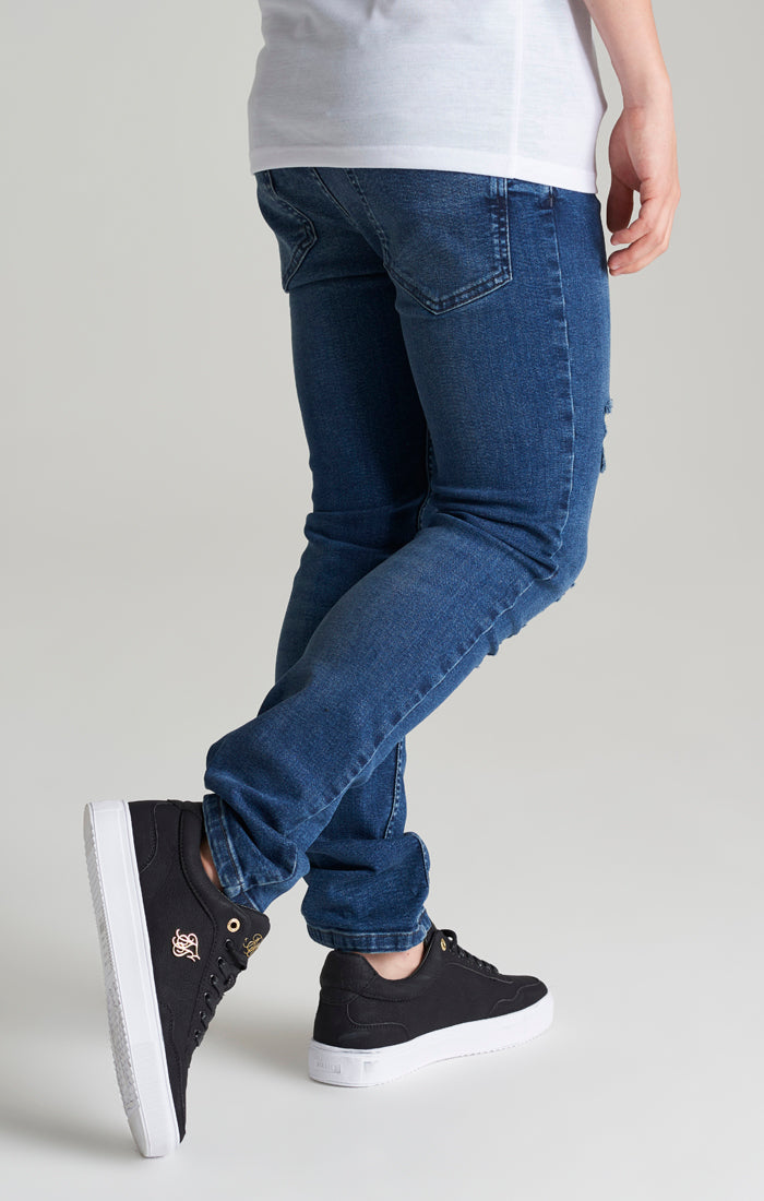 Schwarze schmale Denim-Jeans mit Distressed-Effekt für Jungen (3)