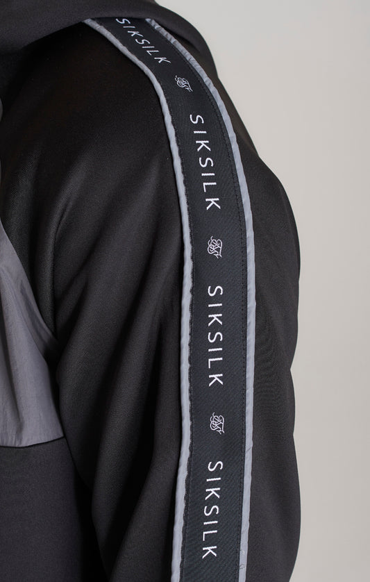 SikSilk Fusion Kapuzenpullover mit viertellangem Reißverschluss - Schwarz & Grau
