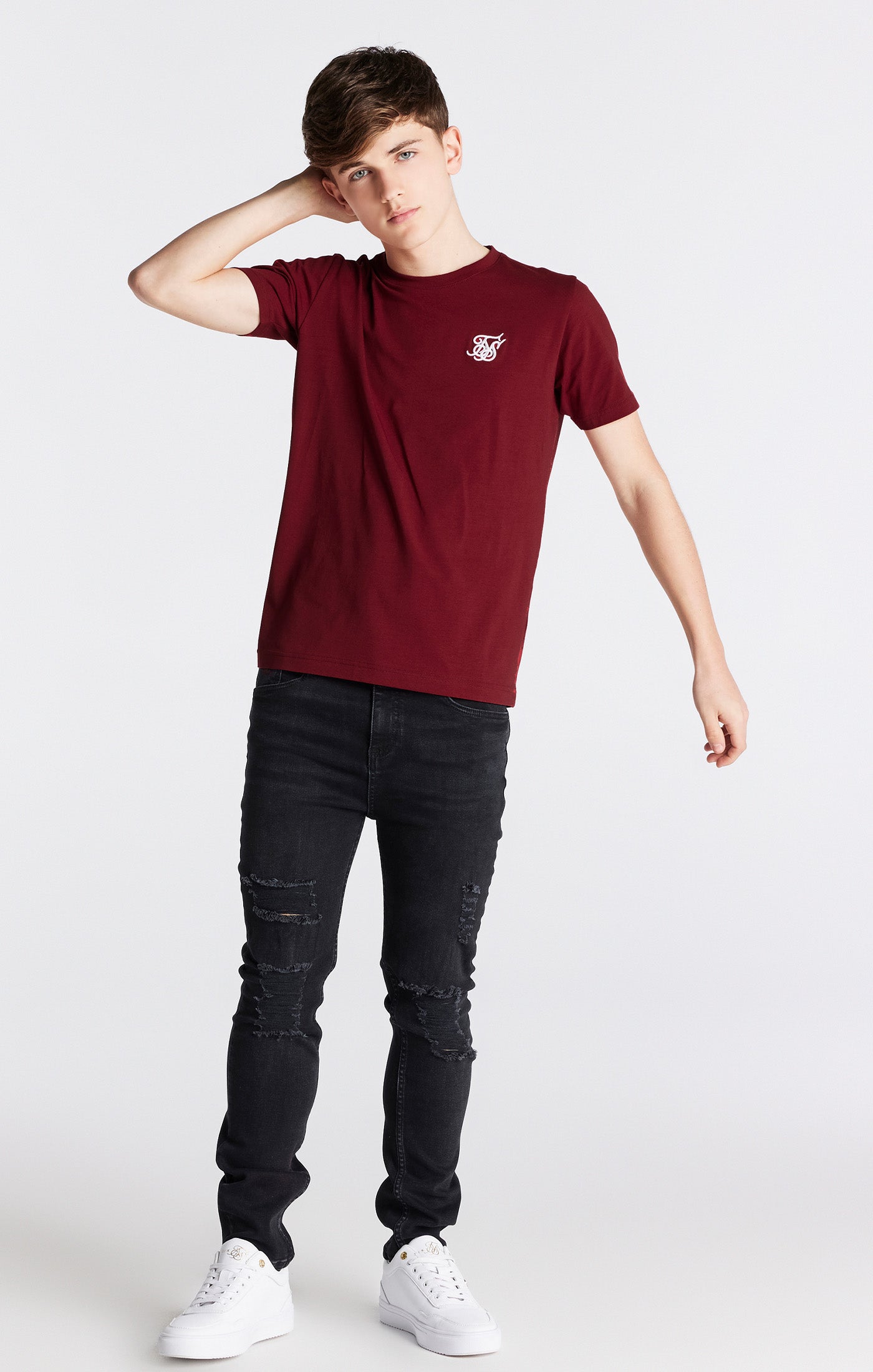 Boys Burgundy Essentials Short Sleeve T-Shirt (3)