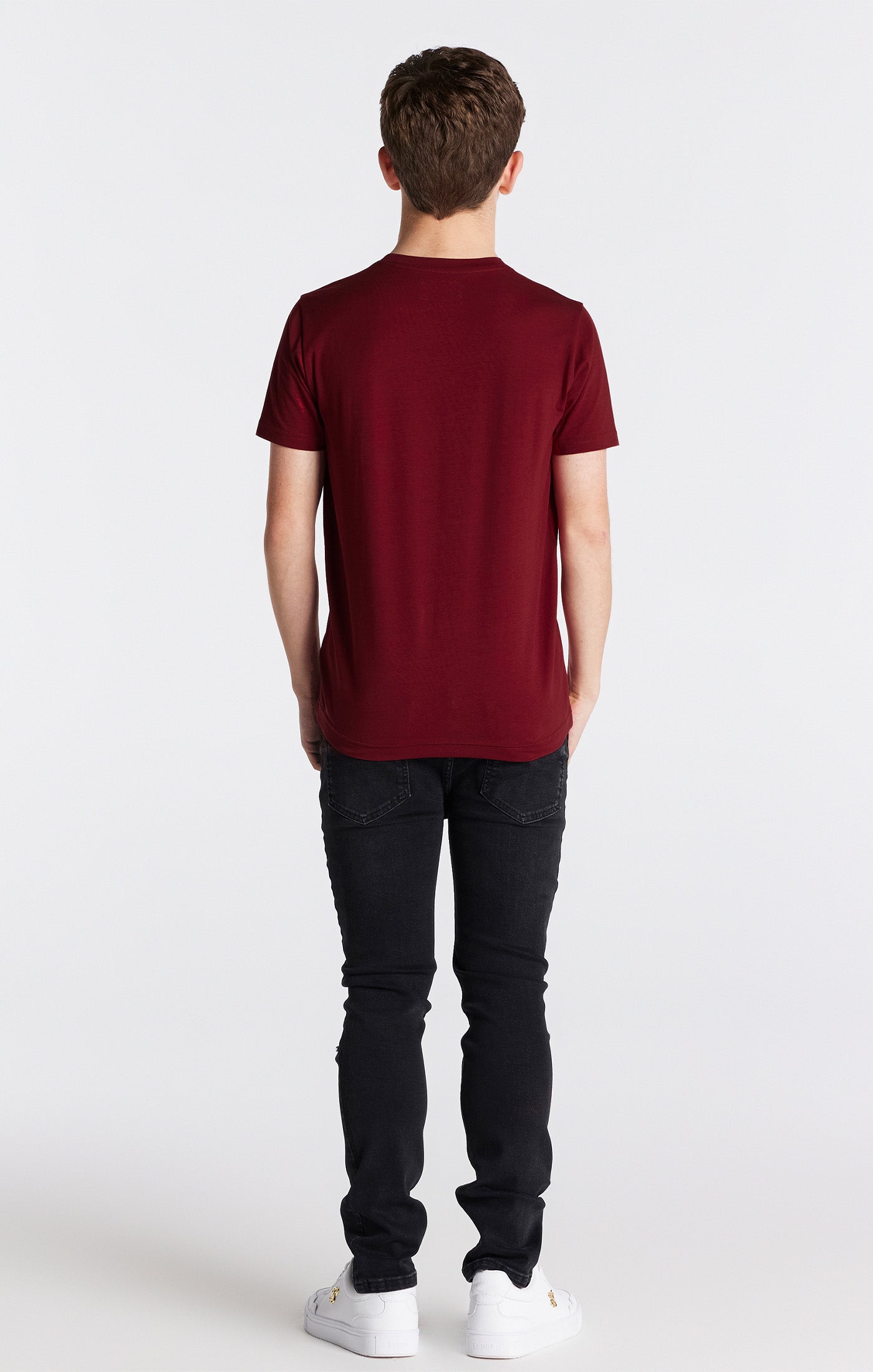 Boys Burgundy Essentials Short Sleeve T-Shirt (4)
