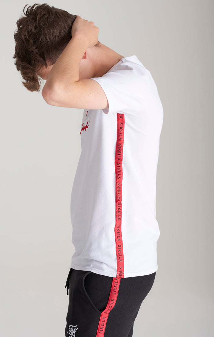 SikSilk Flieger-T-Shirt - Weiß &amp; Rot (2)