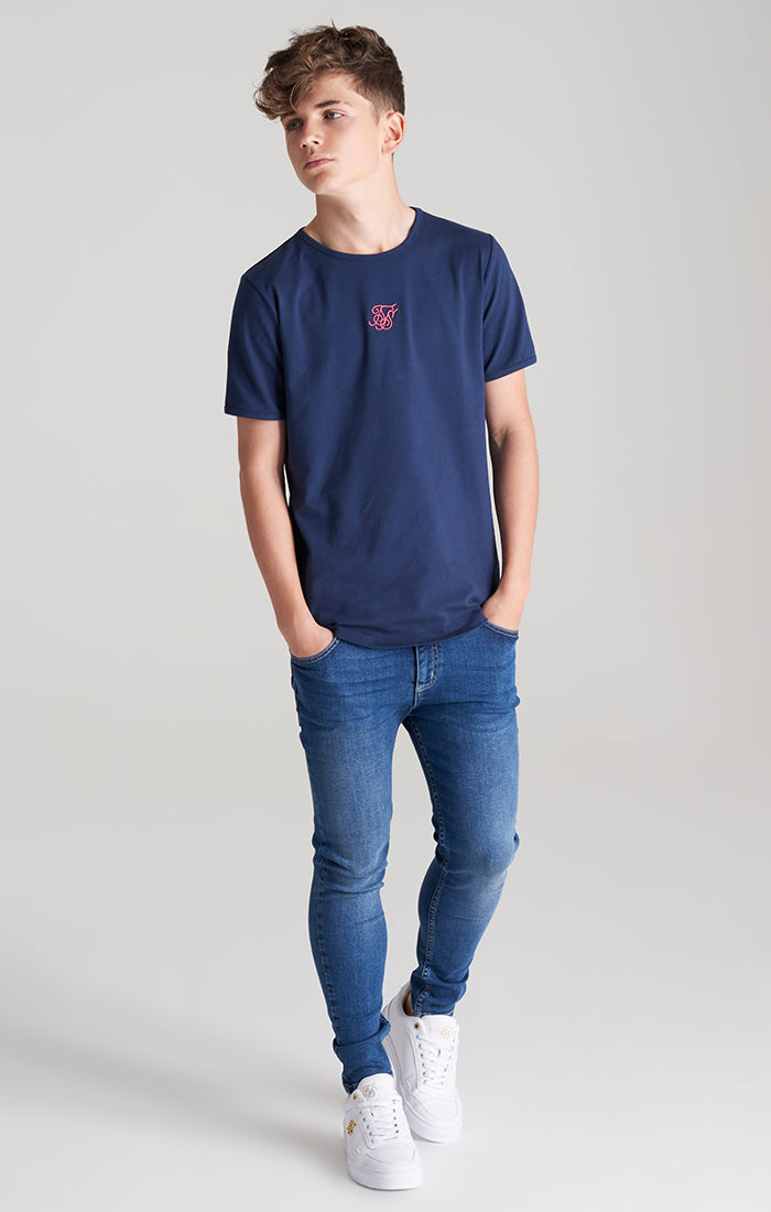 SikSilk Covert T-Shirt - Marineblau &amp; Rosa (3)
