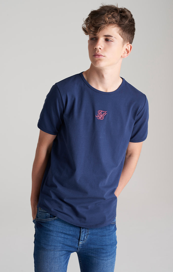 SikSilk Covert T-Shirt - Marineblau &amp; Rosa (1)