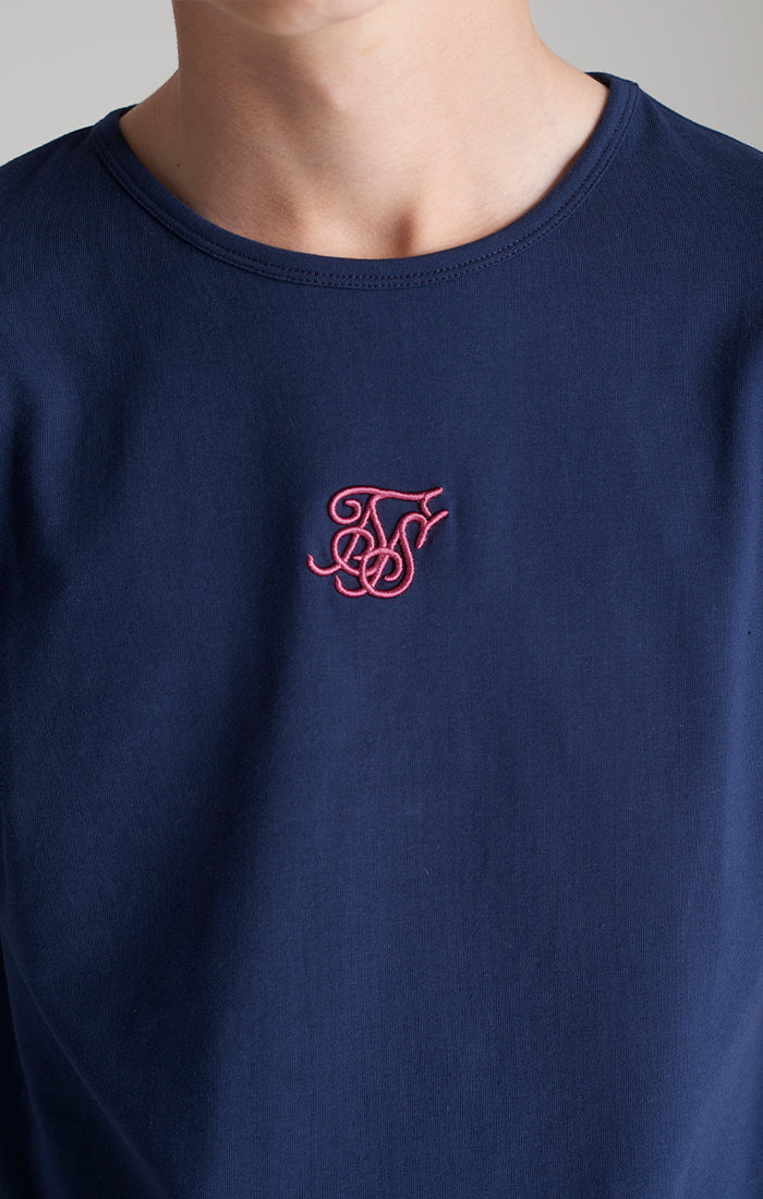 SikSilk Covert T-Shirt - Marineblau &amp; Rosa (2)