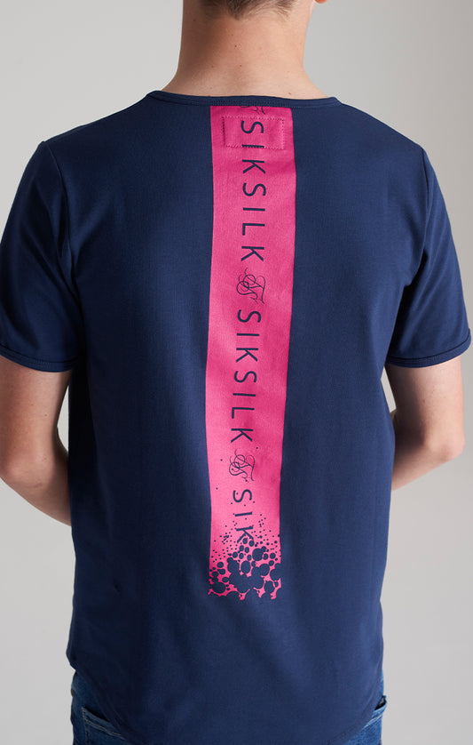 SikSilk Covert T-Shirt - Marineblau & Rosa