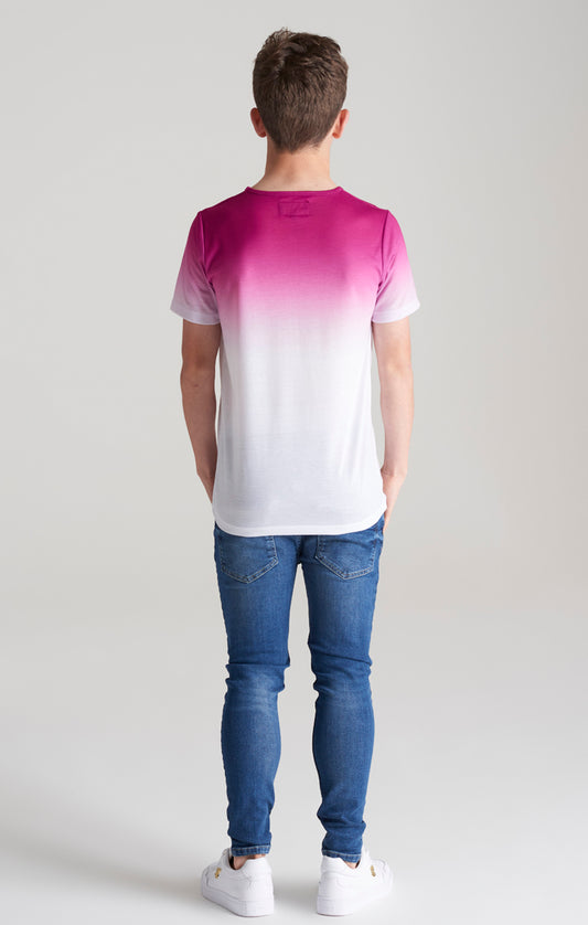 SikSilk Hochgeschlossenes Fade-out T-Shirt - Rosa & Weiß