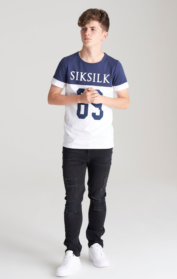 SikSilk 89 Marken-T-Shirt - Marineblau &amp; Weiß (3)