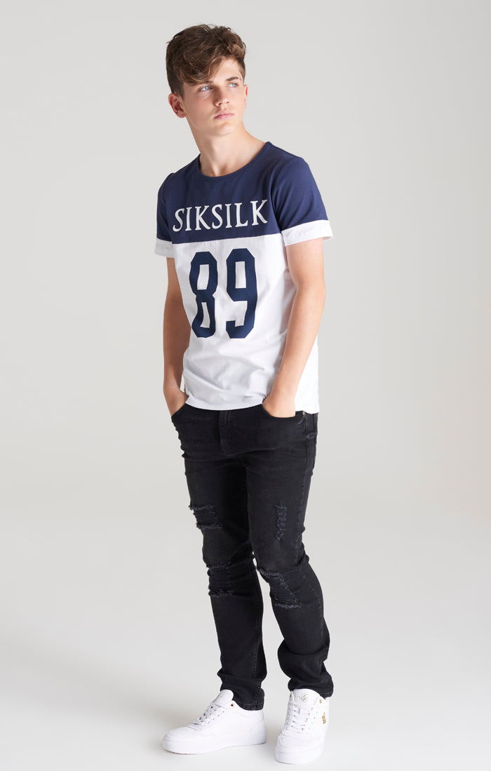SikSilk 89 Marken-T-Shirt - Marineblau &amp; Weiß (4)